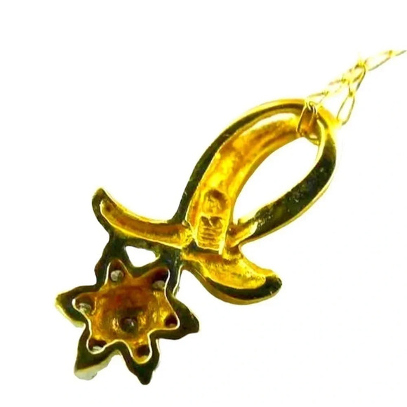 10K Solid Gold Diamonds Earrings & Necklace Set - Picture 5 of 5